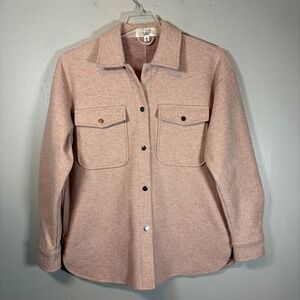 Easel Los Angeles Pink Wool Blend Shacket Snap Front Jacket ET21251 Womens M